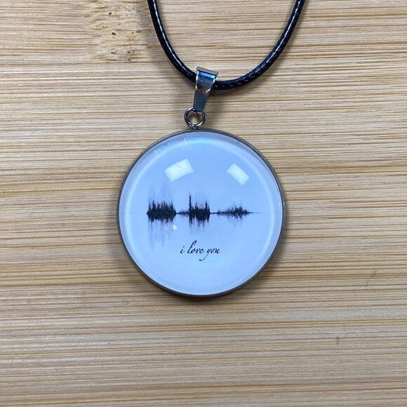 I Love You Soundwave Cabochon Necklace - Picture 2 of 3